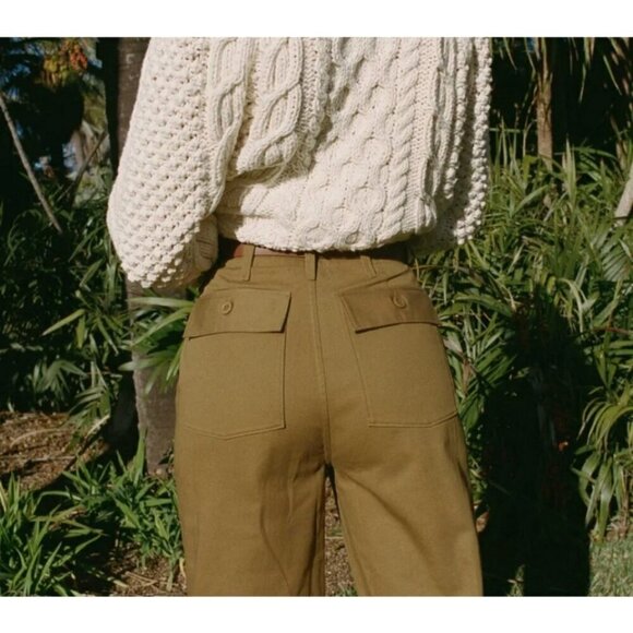 💕DOEN💕 Walker Pant ~ Barrel Leg Button Fly Pants Boscage 12 NWT - Picture 6 of 15